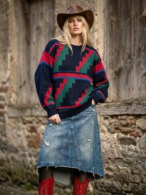 Cottagecore Vintage Pringle Nick Faldo Scottish Wool Oversized Preppy Sweater L